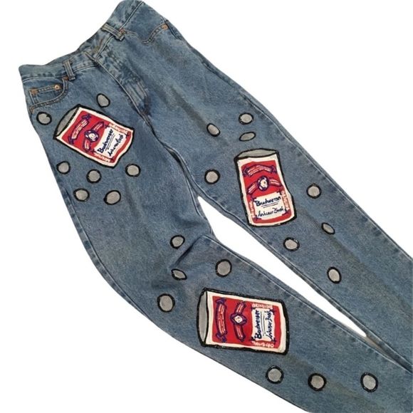 Vintage 80's Leslie Hamel LA Budweiser Jeans - Picture 1 of 5